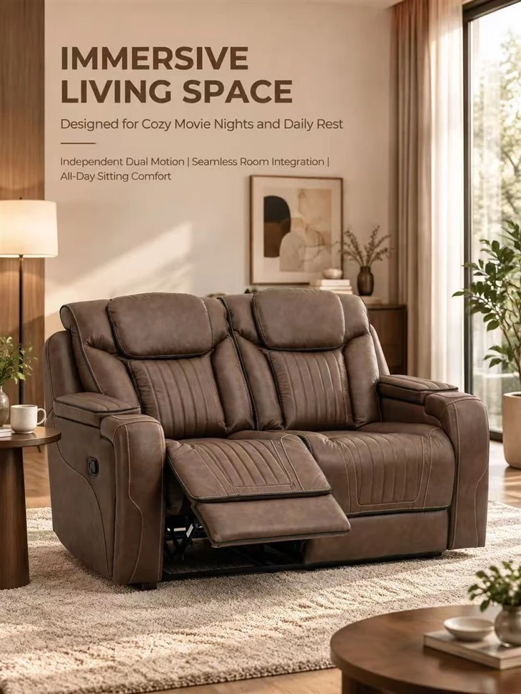 Manual Motion Reclining Loveseat With Storage factory