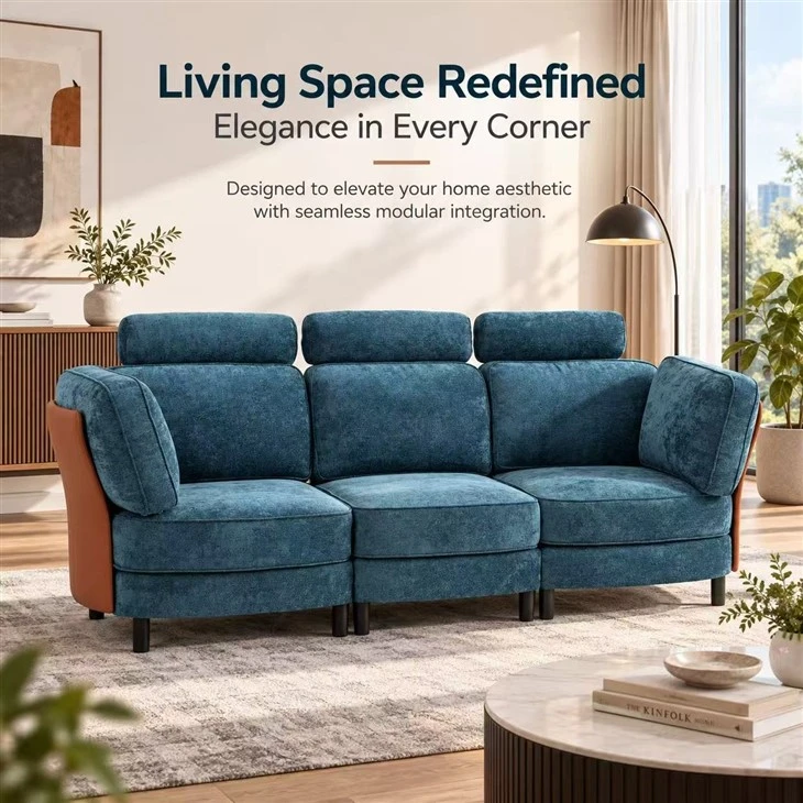 Modern Dual-Material Fabric Modular Sofa factory