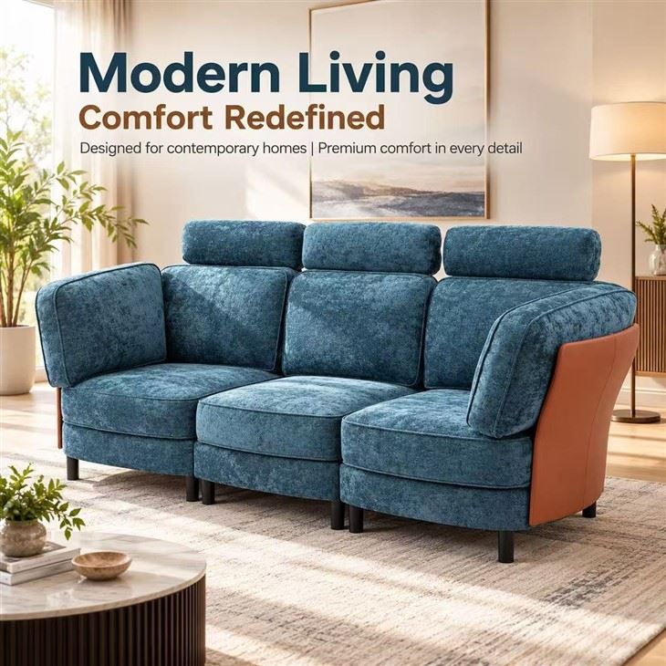 Modern Dual-Material Fabric Modular Sofa suppliers