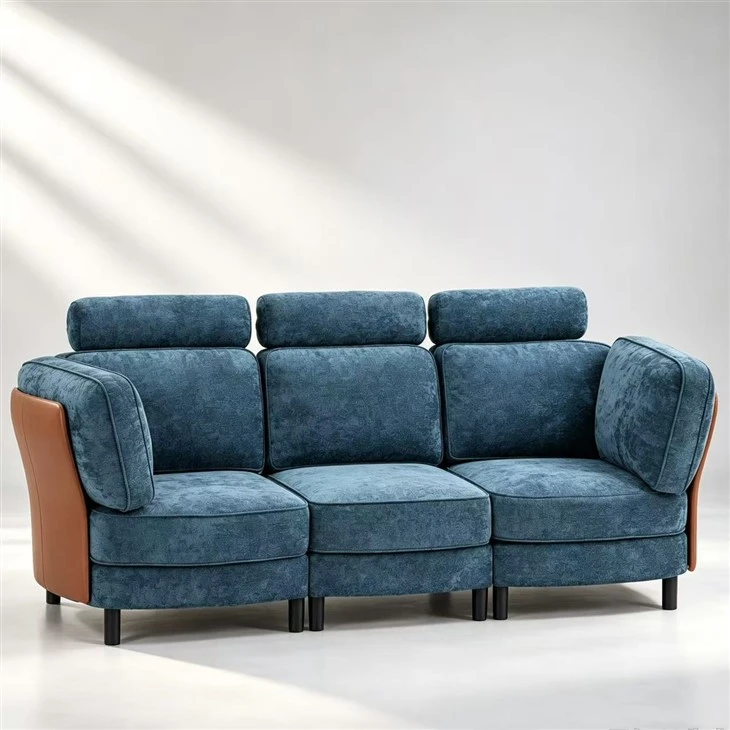 Modern Dual-Material Fabric Modular Sofa